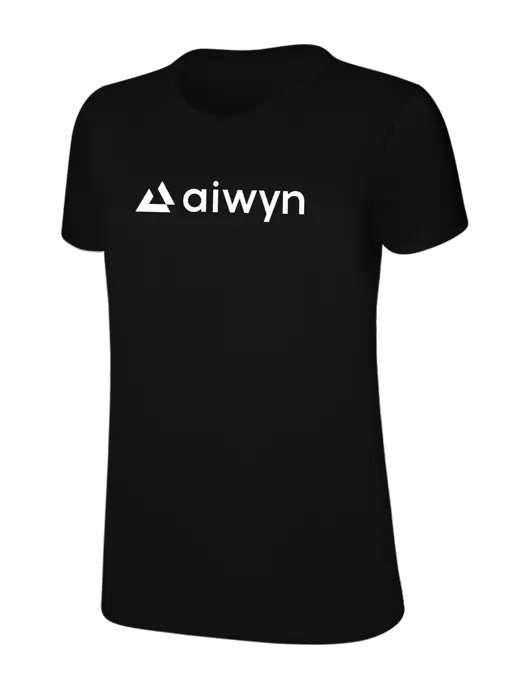 Womens Ring Spun Jet Black 4.5 oz T-Shirt w/Aiwyn Logo