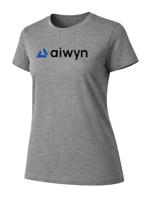 Womens Ring Spun Light Grey Heather 4.5 oz T-Shirt w/Aiwyn Logo