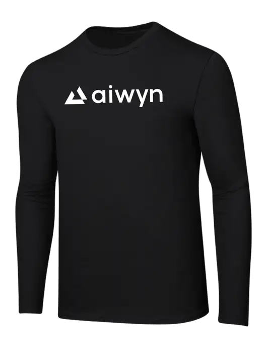 Ring Spun Jet Black 4.5 oz Long Sleeve T-Shirt w/Aiwyn Logo
