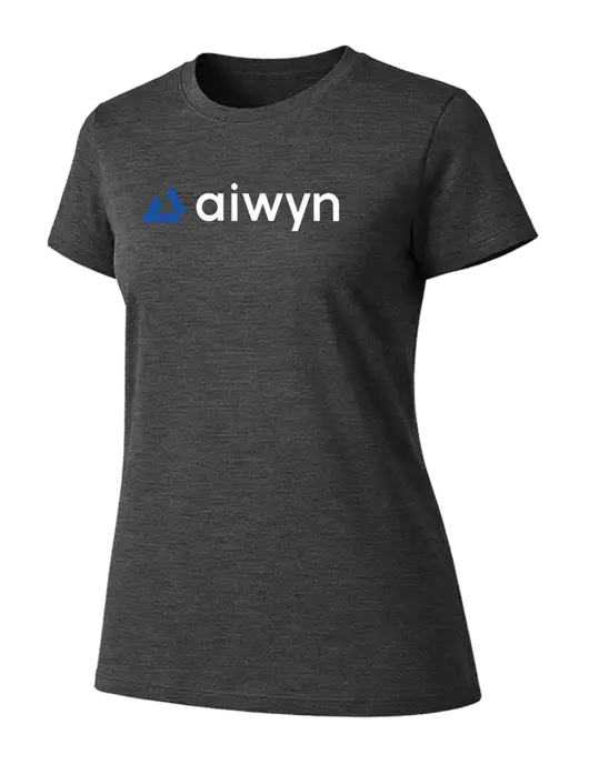 Womens Ring Spun Dark Heather Grey 4.5 oz T-Shirt w/Aiwyn Logo