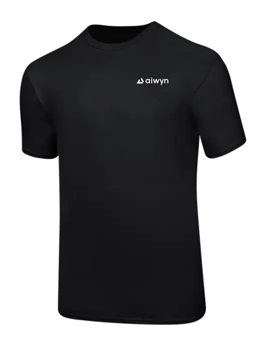 Ring Spun Jet Black 4.5 oz T-Shirt w/Aiwyn Logo