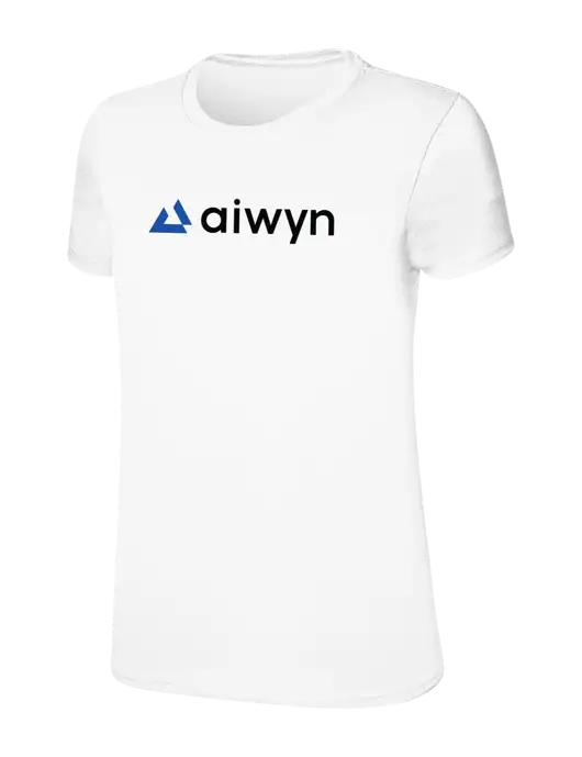 Womens Ring Spun White 4.5 oz T-Shirt w/Aiwyn Logo