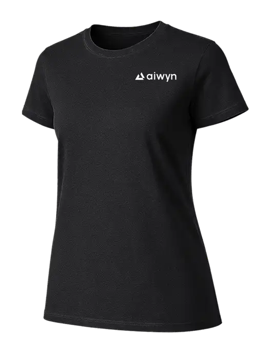 Womens Ring Spun Jet Black 4.5 oz T-Shirt w/Aiwyn Logo