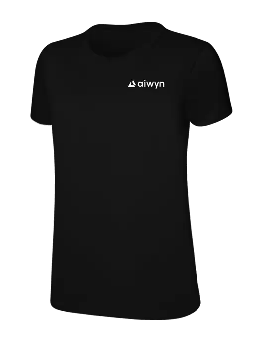 Womens Ring Spun Jet Black 4.5 oz T-Shirt w/Aiwyn Logo