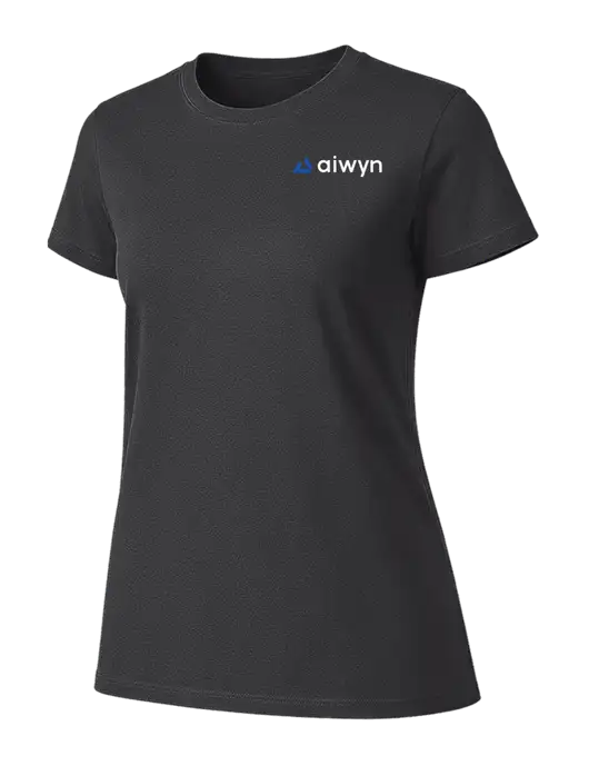 Womens Ring Spun Charcoal 4.5 oz T-Shirt w/Aiwyn Logo