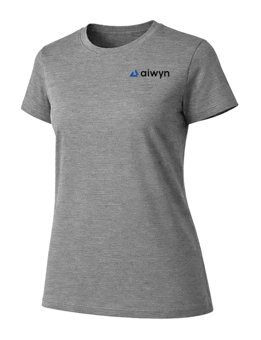 Womens Ring Spun Light Grey Heather 4.5 oz T-Shirt w/Aiwyn Logo
