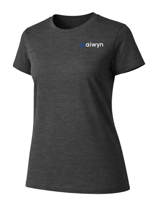 Womens Ring Spun Dark Heather Grey 4.5 oz T-Shirt w/Aiwyn Logo