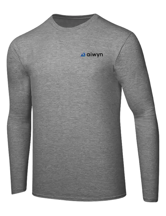 Ring Spun Light Heather Grey 4.5 oz Long Sleeve T-Shirt w/Aiwyn Logo