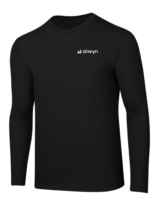 Ring Spun Jet Black 4.5 oz Long Sleeve T-Shirt w/Aiwyn Logo