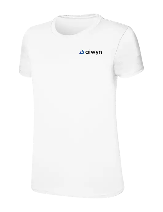 Womens Ring Spun White 4.5 oz T-Shirt w/Aiwyn Logo
