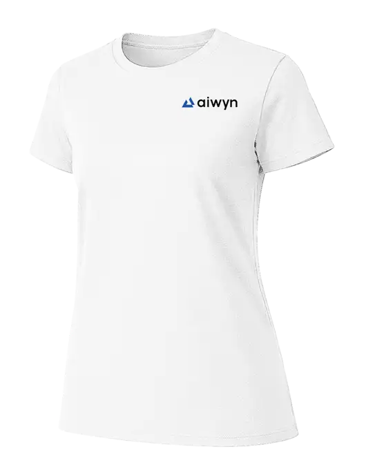 Womens Ring Spun White 4.5 oz T-Shirt w/Aiwyn Logo