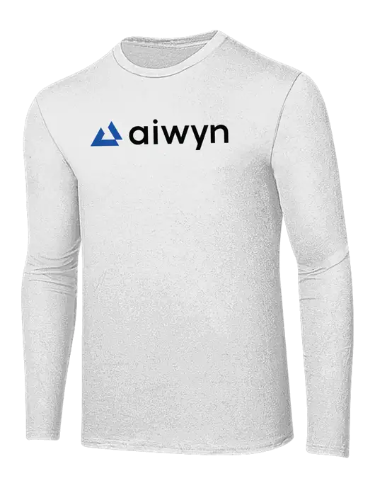 Ring Spun White 4.5 oz Long Sleeve T-Shirt w/Aiwyn Logo