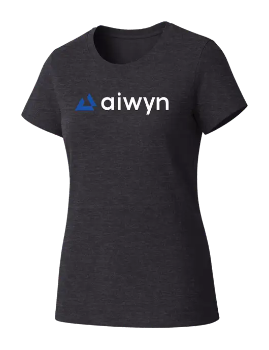 Womens Seriously Soft Heathered Charcoal T-Shirt w/Aiwyn Logo
