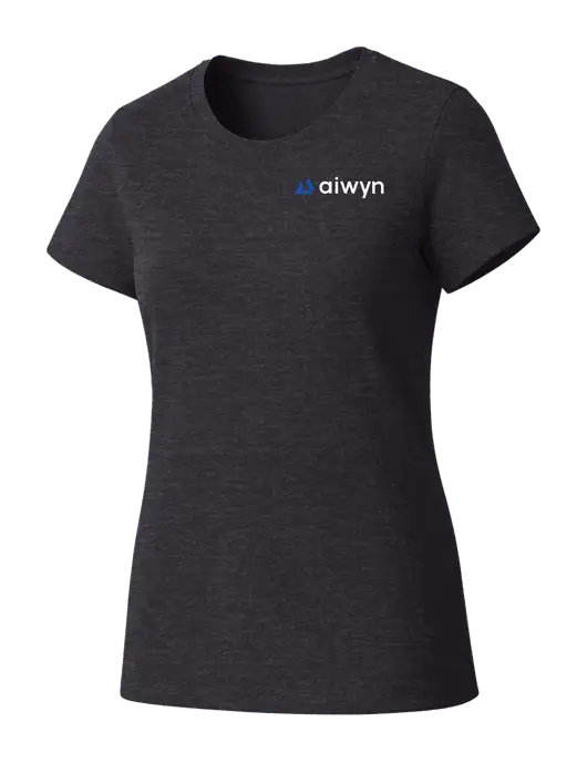 Womens Seriously Soft Heathered Charcoal T-Shirt w/Aiwyn Logo