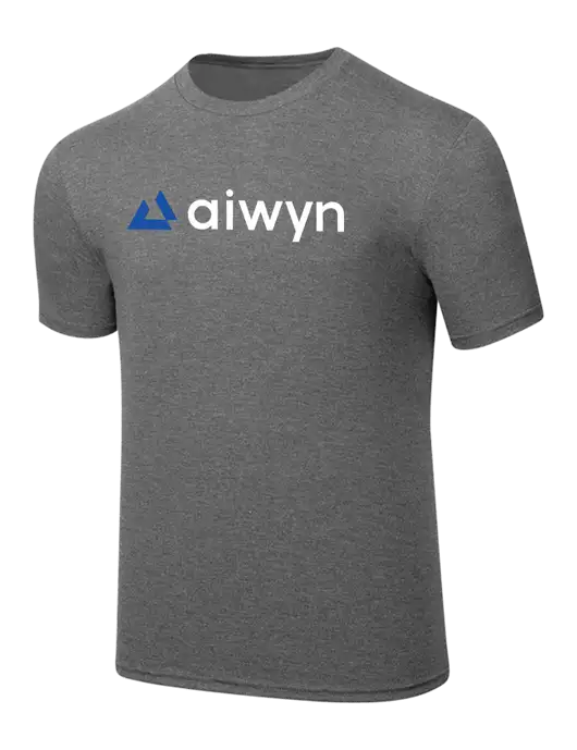 Simply Soft Heathered Medium Grey 4.5oz  Poly/Combed Ring Spun Cotton T-Shirt w/Aiwyn Logo