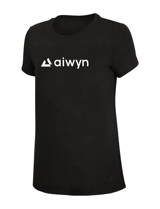 Womens Simply Soft Black 4.5oz Poly/Combed Ring Spun Cotton T-Shirt w/Aiwyn Logo