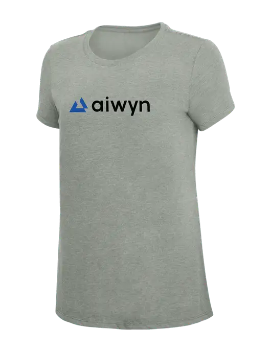 Womens Simply Soft Grey Frost 4.5oz  Poly/Combed Ring Spun Cotton T-Shirt w/Aiwyn Logo