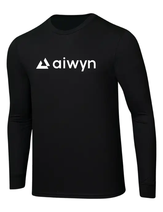Simply Soft Long Sleeve Black 4.5 oz, Poly/Combed Ring Spun Cotton T-Shirt w/Aiwyn Logo