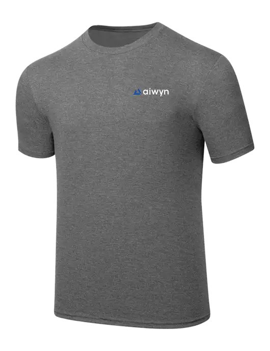 Simply Soft Heathered Medium Grey 4.5oz  Poly/Combed Ring Spun Cotton T-Shirt w/Aiwyn Logo
