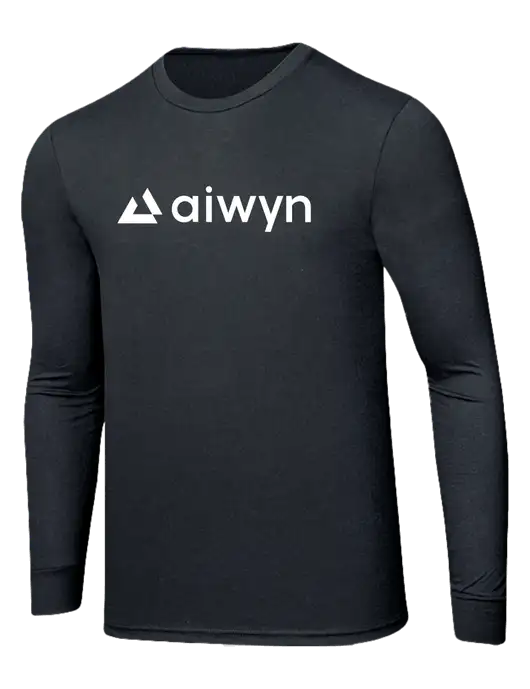Simply Soft Long Sleeve Black Frost 4.5 oz, Poly/Combed Ring Spun Cotton T-Shirt w/Aiwyn Logo
