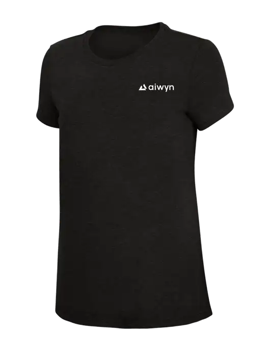 Womens Simply Soft Black 4.5oz Poly/Combed Ring Spun Cotton T-Shirt w/Aiwyn Logo