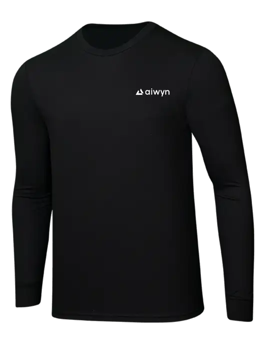Simply Soft Long Sleeve Black 4.5 oz, Poly/Combed Ring Spun Cotton T-Shirt w/Aiwyn Logo