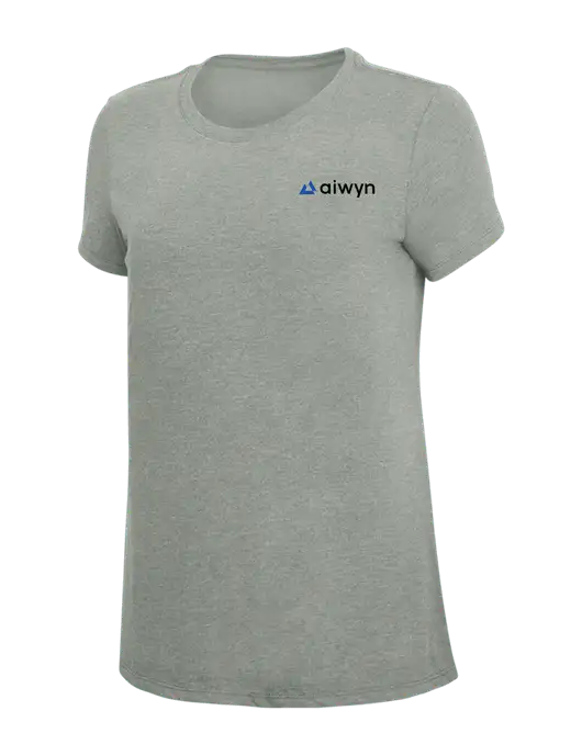 Womens Simply Soft Grey Frost 4.5oz  Poly/Combed Ring Spun Cotton T-Shirt w/Aiwyn Logo