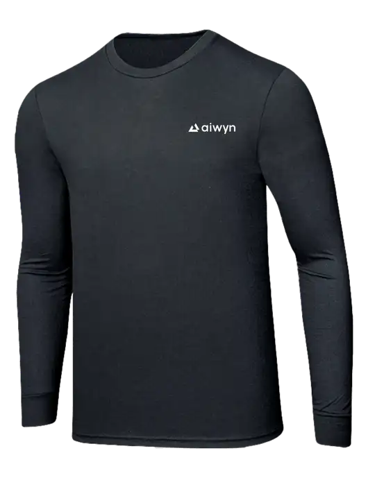 Simply Soft Long Sleeve Black Frost 4.5 oz, Poly/Combed Ring Spun Cotton T-Shirt w/Aiwyn Logo