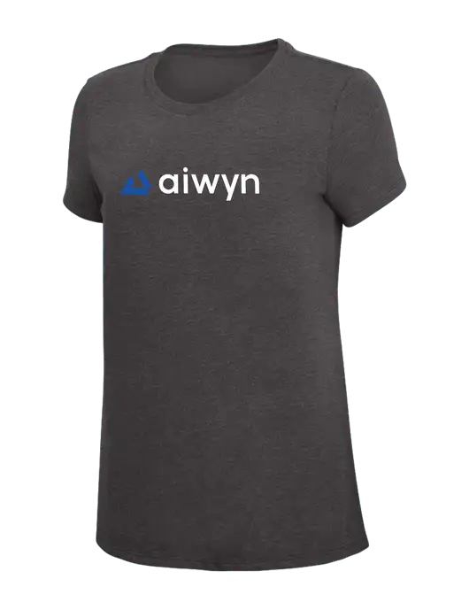 Womens Simply Soft Heather Charcoal 4.5oz  Poly/Combed Ring Spun Cotton T-Shirt w/Aiwyn Logo