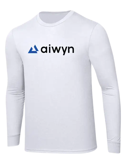 Simply Soft Long Sleeve White 4.5 oz, Poly/Combed Ring Spun Cotton T-Shirt w/Aiwyn Logo