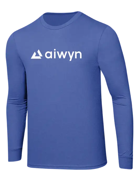 Simply Soft Long Sleeve Royal Frost 4.5 oz, Poly/Combed Ring Spun Cotton T-Shirt w/Aiwyn Logo