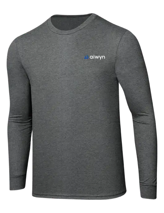 Simply Soft Long Sleeve Medium Grey Frost 4.5 oz, Poly/Combed Ring Spun Cotton T-Shirt w/Aiwyn Logo