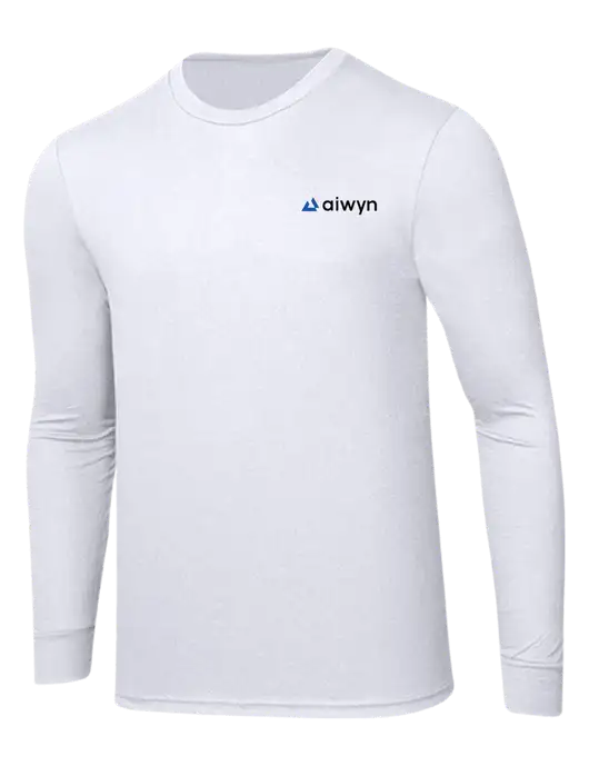Simply Soft Long Sleeve White 4.5 oz, Poly/Combed Ring Spun Cotton T-Shirt w/Aiwyn Logo
