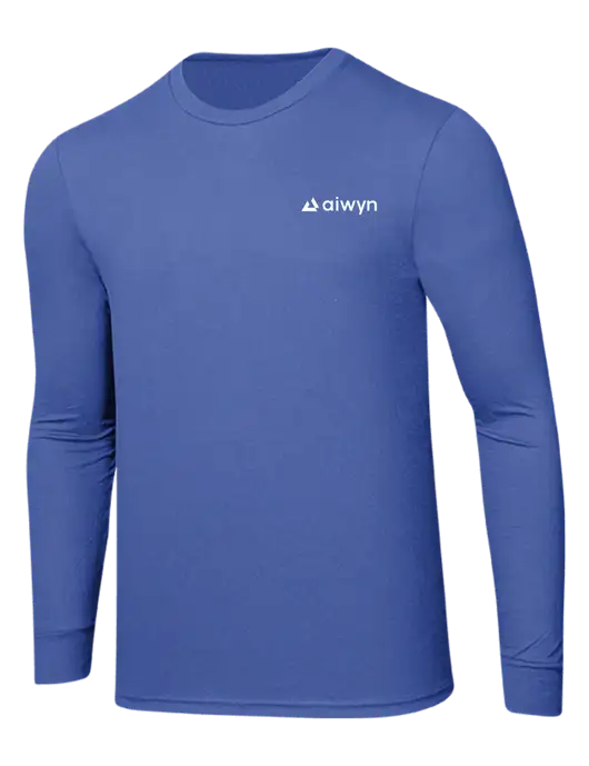 Simply Soft Long Sleeve Royal Frost 4.5 oz, Poly/Combed Ring Spun Cotton T-Shirt w/Aiwyn Logo