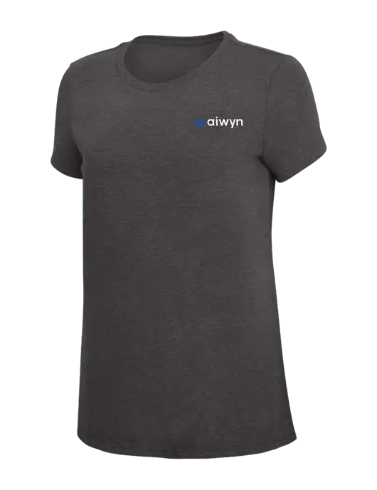 Womens Simply Soft Heather Charcoal 4.5oz  Poly/Combed Ring Spun Cotton T-Shirt w/Aiwyn Logo