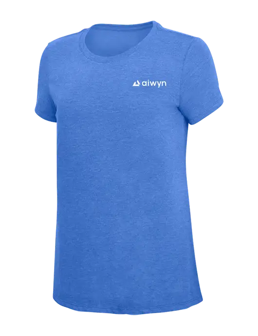 Womens Simply Soft Royal Frost 4.5oz  Poly/Combed Ring Spun Cotton T-Shirt w/Aiwyn Logo