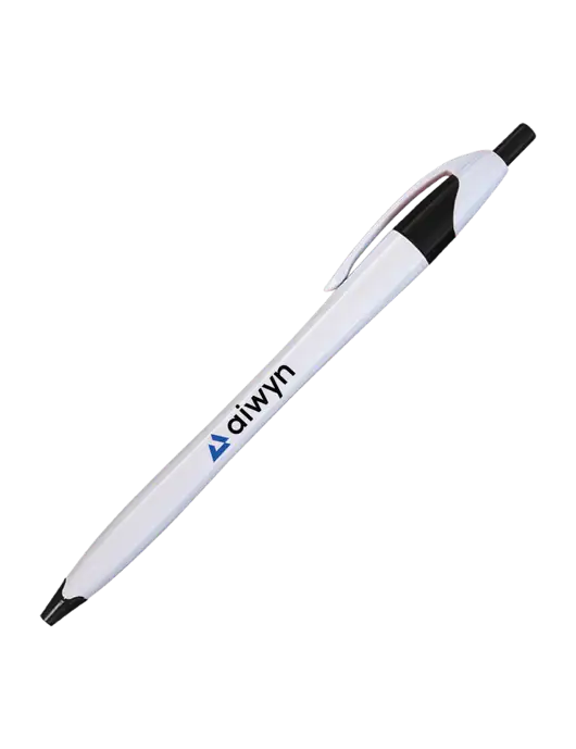 Novella White/Black Classic Pen - Blue Ink w/Aiwyn Logo