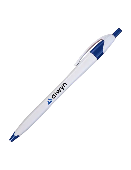 Novella White/Royal Classic Pen - Blue Ink w/Aiwyn Logo