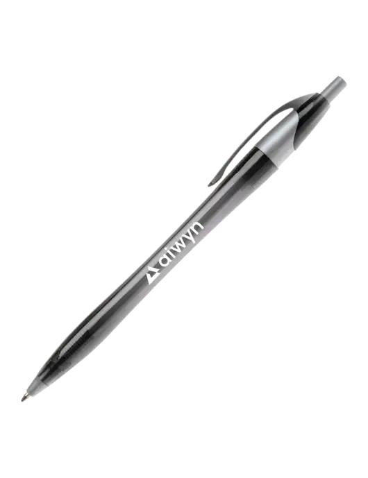 Novella Translucent Black/Silver Jewel Pen - Blue Ink w/Aiwyn Logo