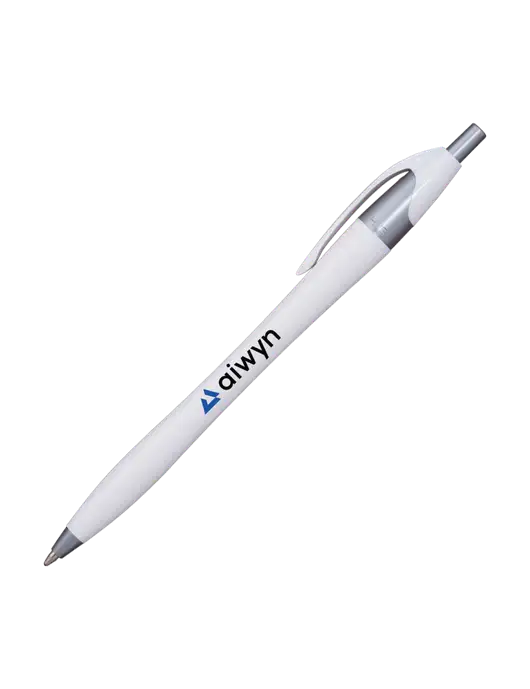 Novella White/Silver Shimmer Pen - Blue Ink w/Aiwyn Logo