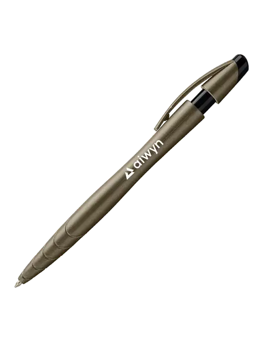 Awali Grey Metallic Pen - Black Ink w/Aiwyn Logo