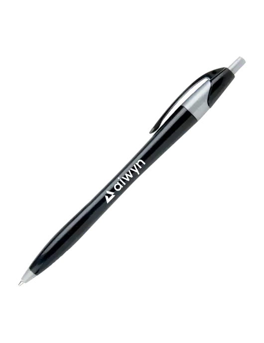 Novella Black/Silver Corporate Pen - Blue Ink w/Aiwyn Logo