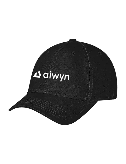 Black Structured Soft Snap Closure Hook & Loop Cap w/Aiwyn Logo