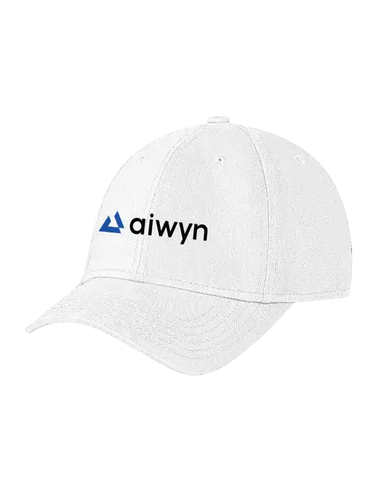 White Structured Soft Snap Closure Hook & Loop Cap w/Aiwyn Logo