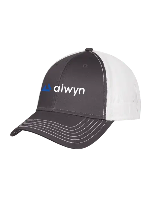 Dark Grey/White Mesh Trucker Cap Snap Back w/Aiwyn Logo