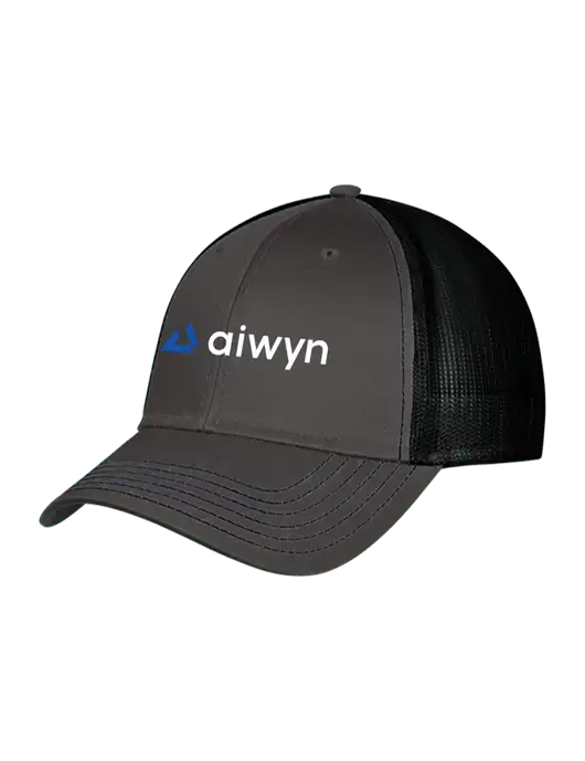 Charcoal & Black Mesh Trucker Cap Snap Back w/Aiwyn Logo