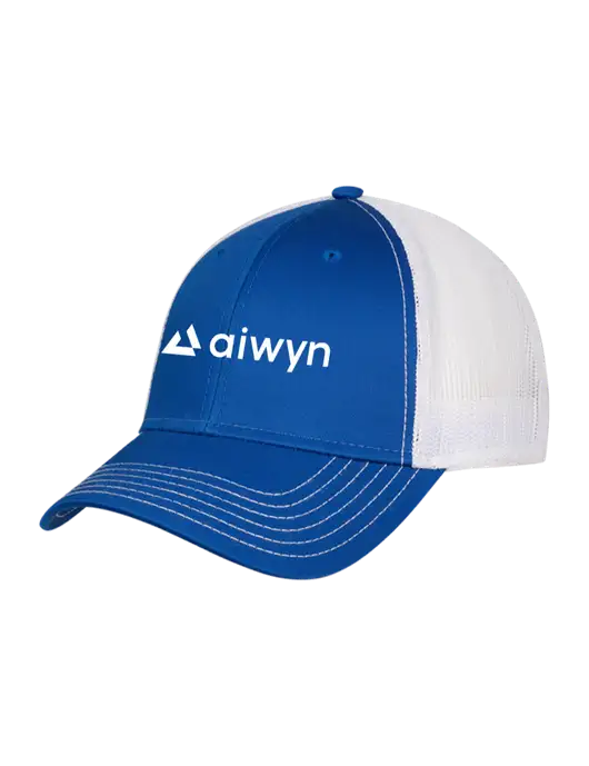 Royal & White Mesh Trucker Cap Snap Back w/Aiwyn Logo