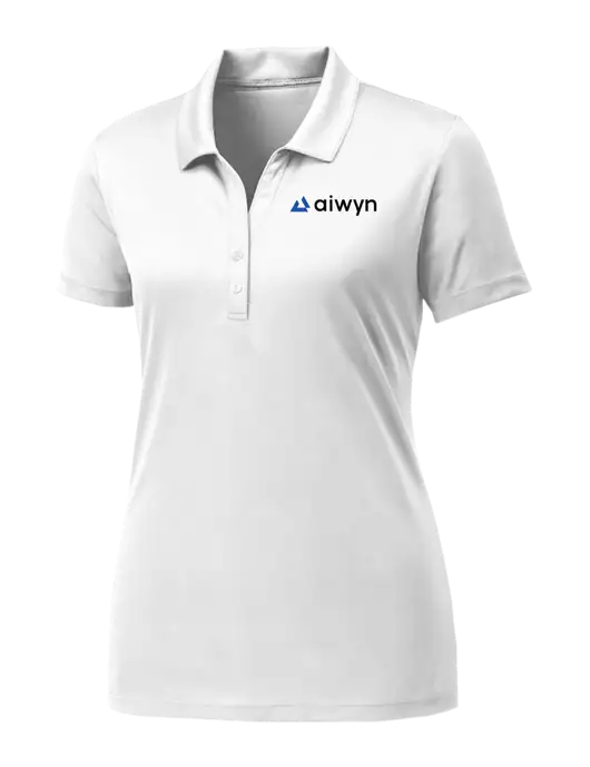 Womens White PosiCharge Competitor Polo w/Aiwyn Logo