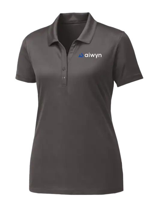 Womens Dark Grey PosiCharge Competitor Polo w/Aiwyn Logo