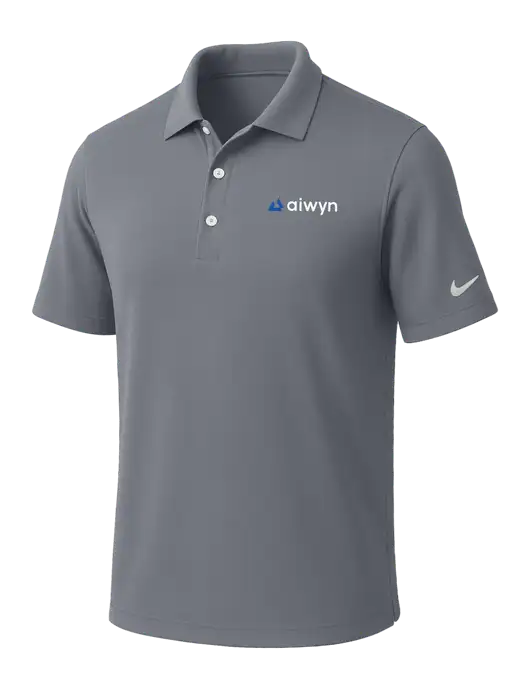 NIKE Medium Grey Dri-Fit Micro Pique Polo w/Aiwyn Logo